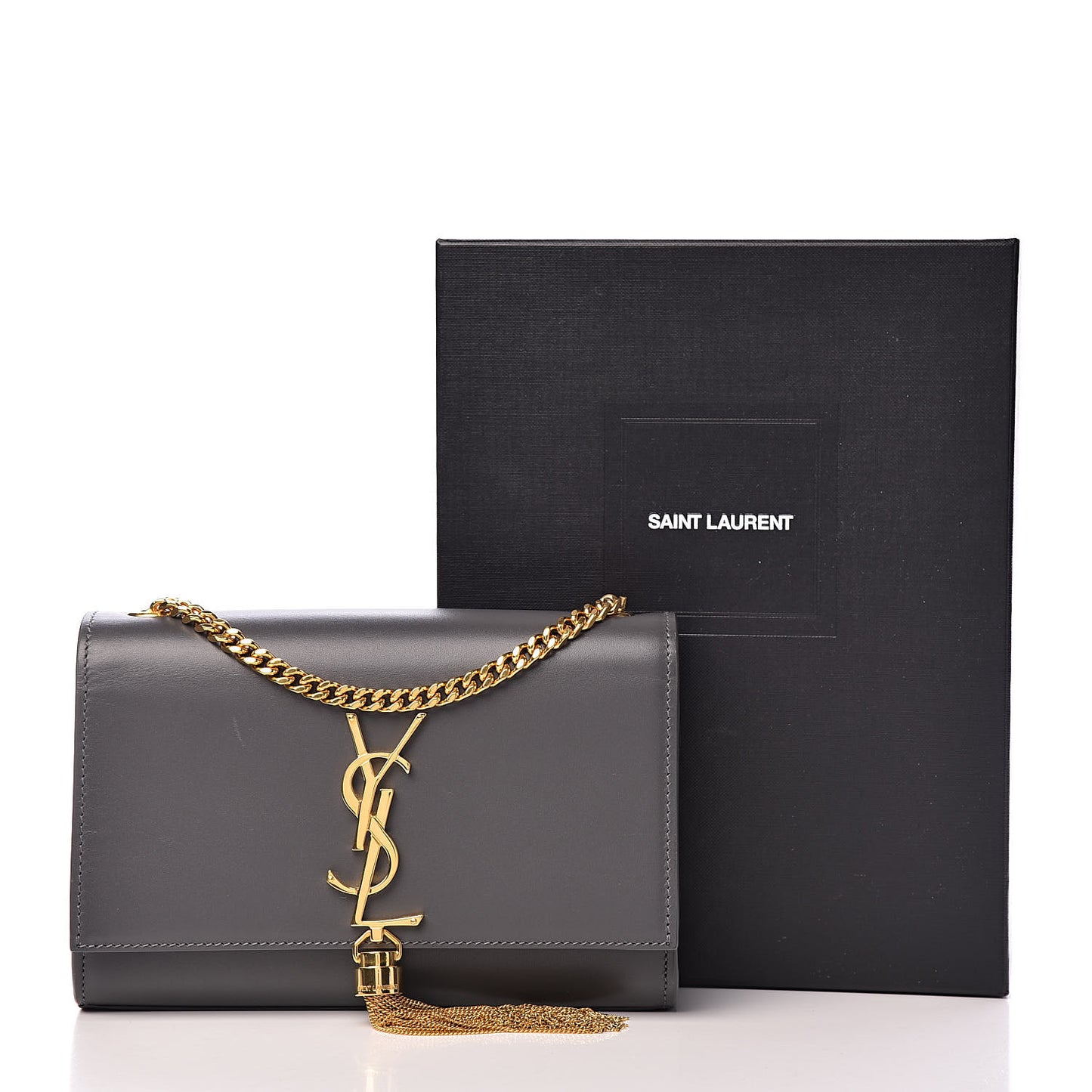 Calfskin Small Classic Monogram Kate Tassel Satchel Storm