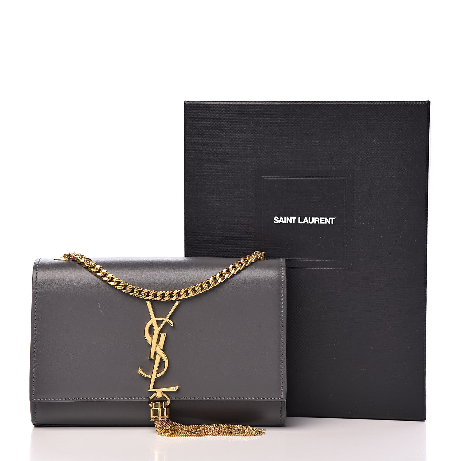 Saint Laurent Calfskin Small Classic Monogram Kate Tassel Satchel Storm 13 of 13