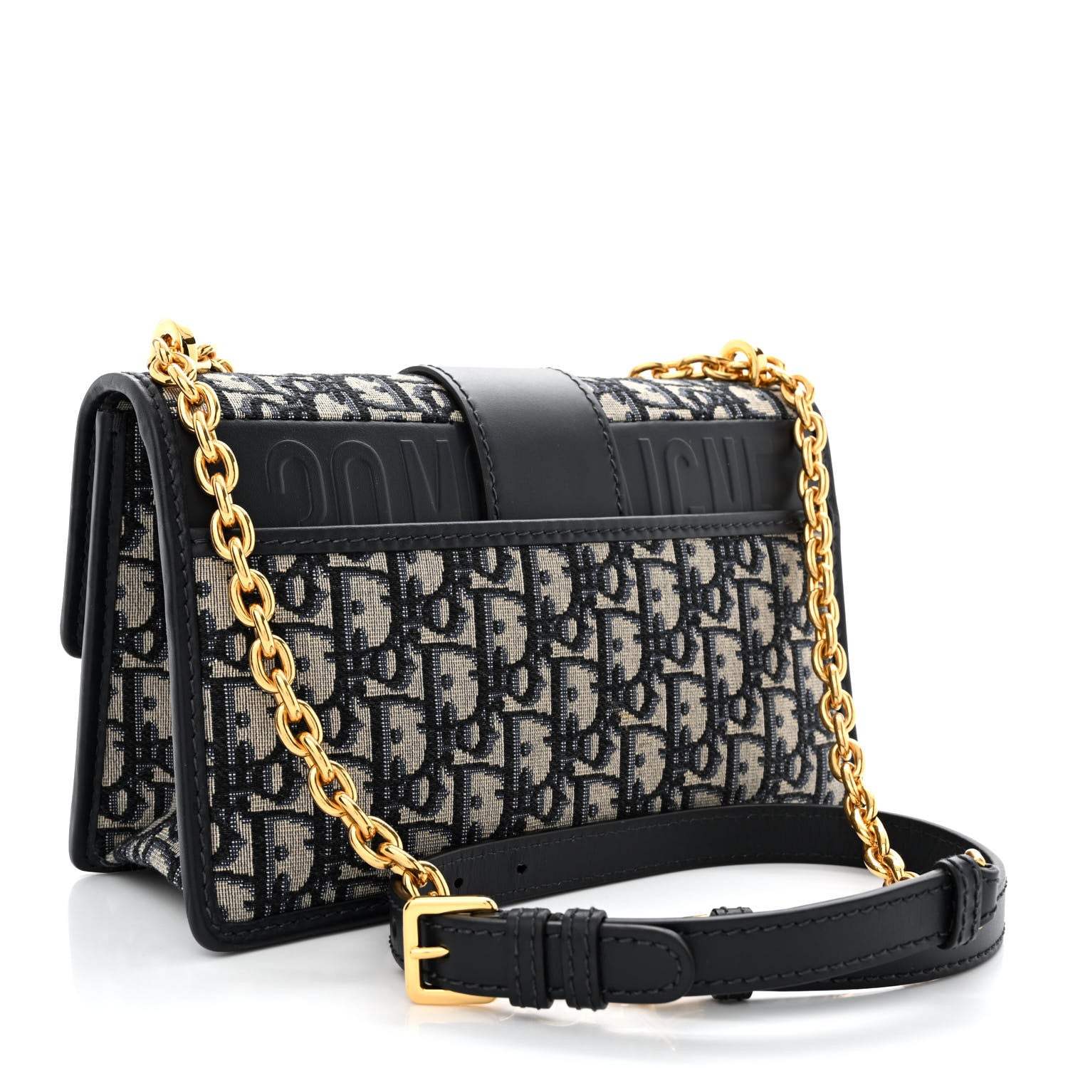 Christian Dior Oblique 30 Montaigne Chain Flap Bag Blue 3 of 10