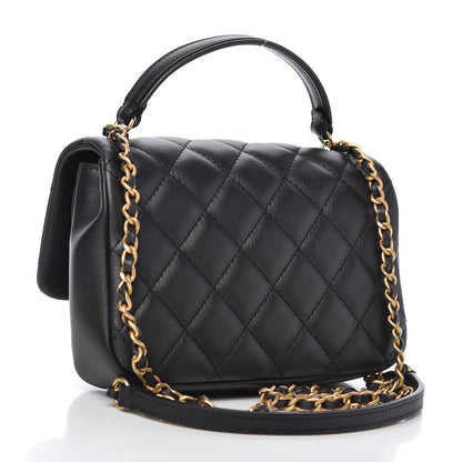 Chanel Calfskin Quilted Top Handle Flap Black 3 of 10