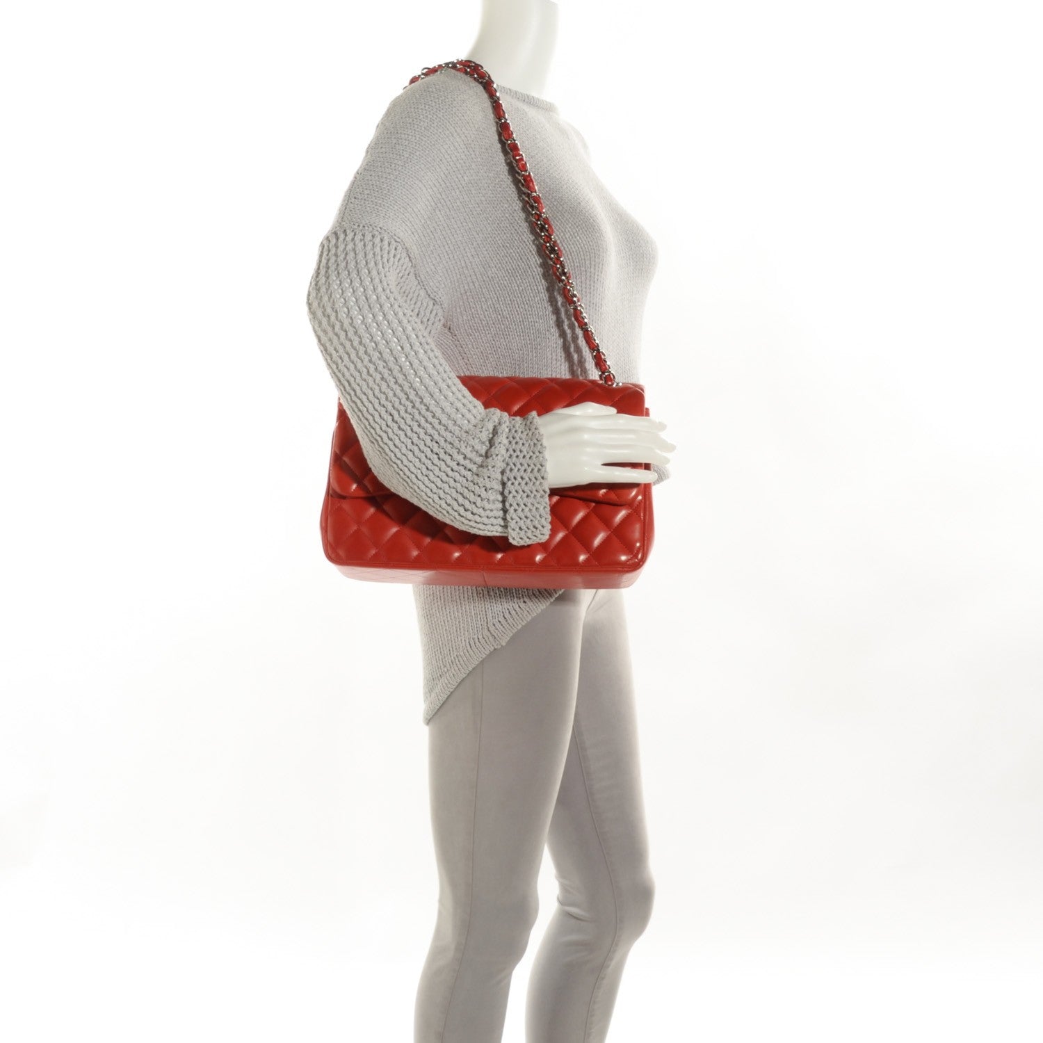 Chanel Lambskin Quilted Jumbo Double Flap Red 2 of 10