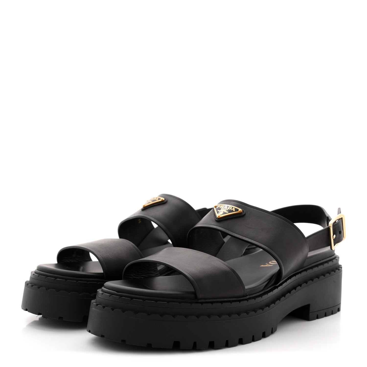 Prada Nappa Metal Triangle Logo Slingback Sandals 40 Black 7 of 16