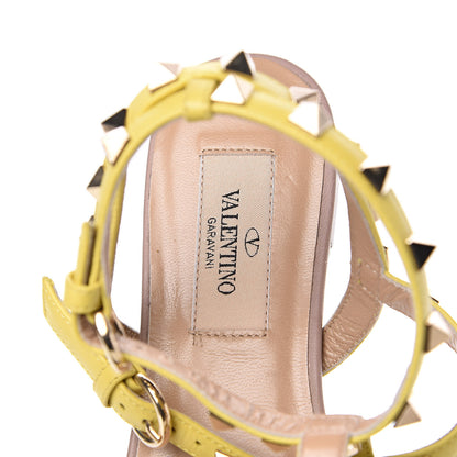 Valentino Garavani Nappa Rockstud Ankle Wrap Flat Thong Sandals 35 Yellow 8 of 8