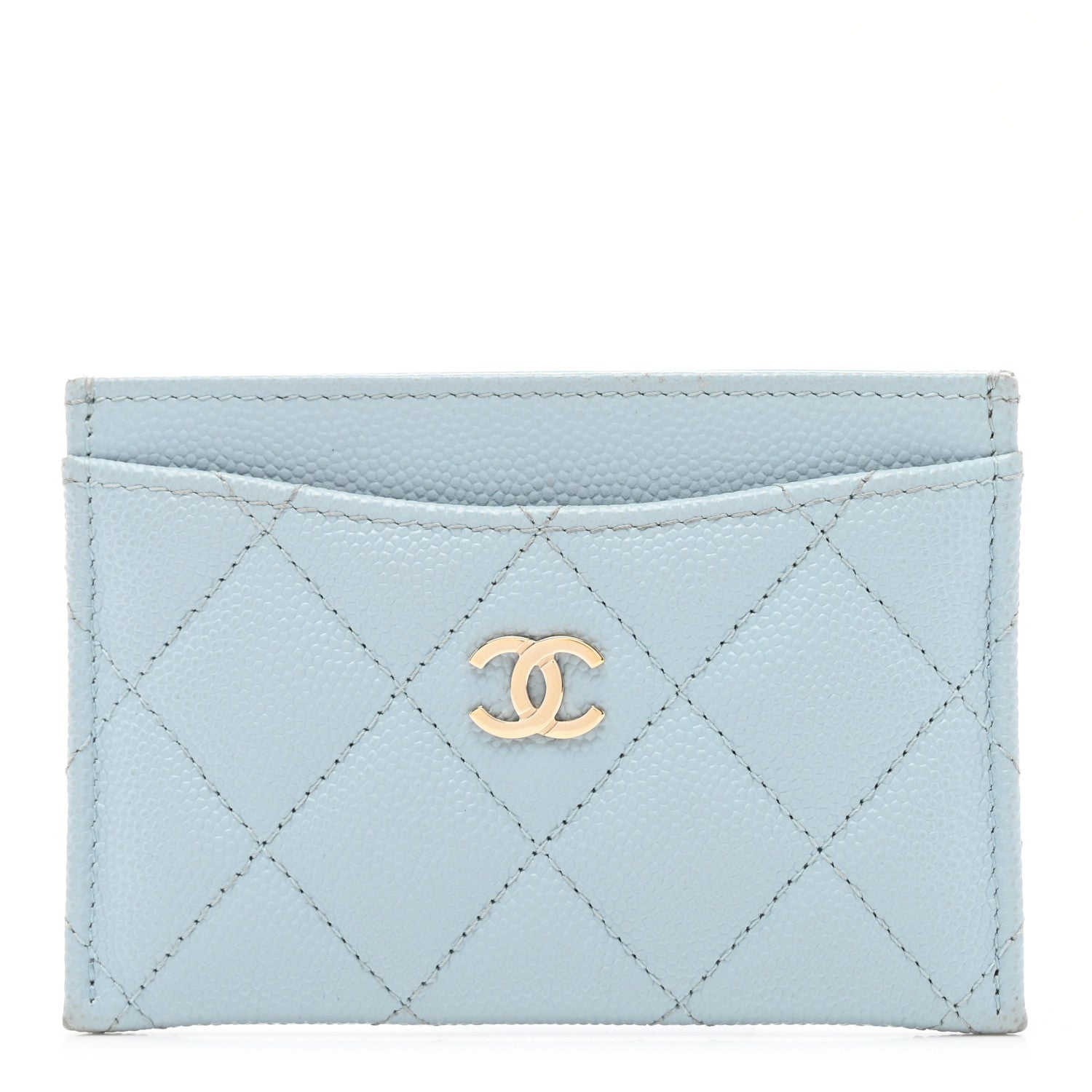 Chanel Caviar Quilted Card Holder Light Blue 1 of 8