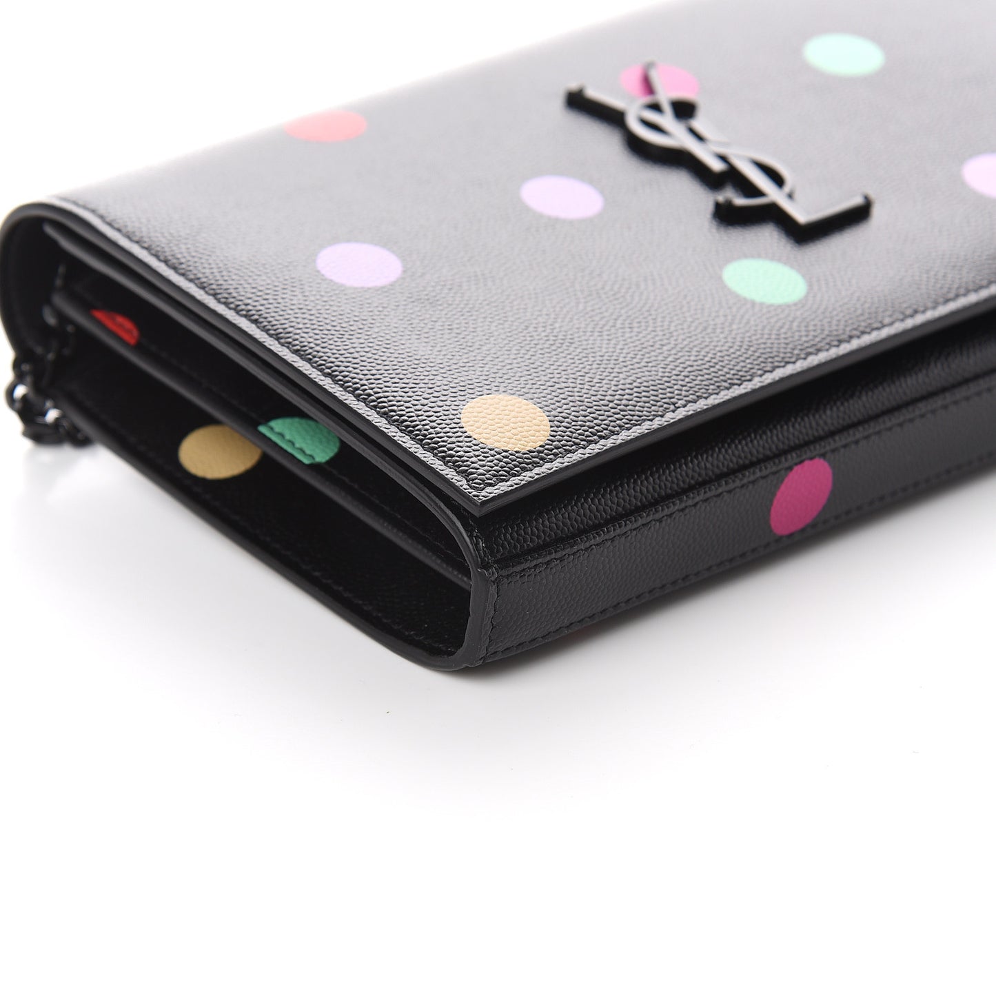 Grain De Poudre Monogram Chain Wallet Black Confetti