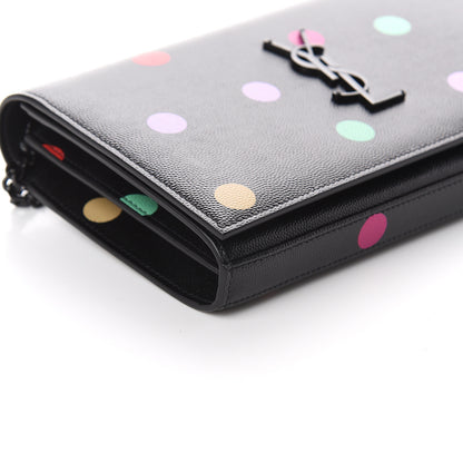 Saint Laurent Grain De Poudre Monogram Chain Wallet Black Confetti 6 of 7
