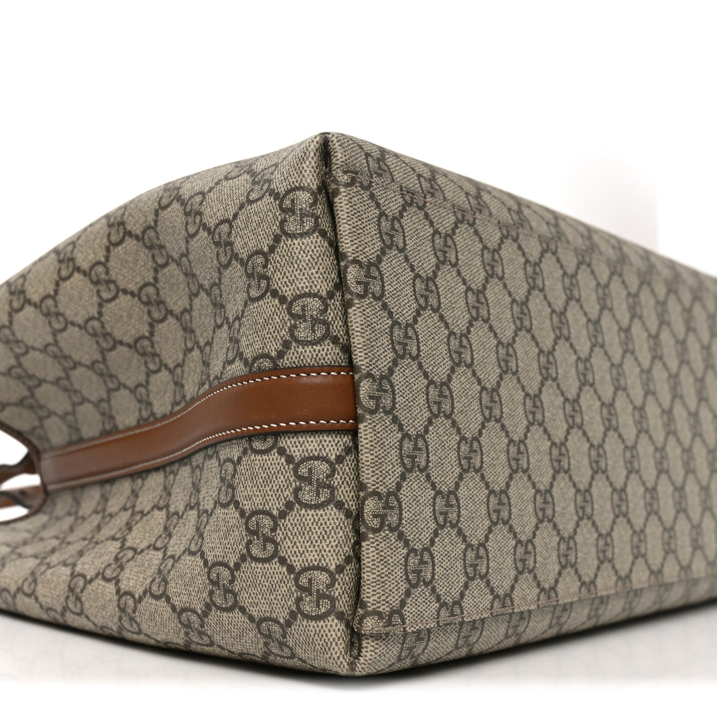GG Supreme Monogram Emblem Large Tote Bag Beige Dark Brown