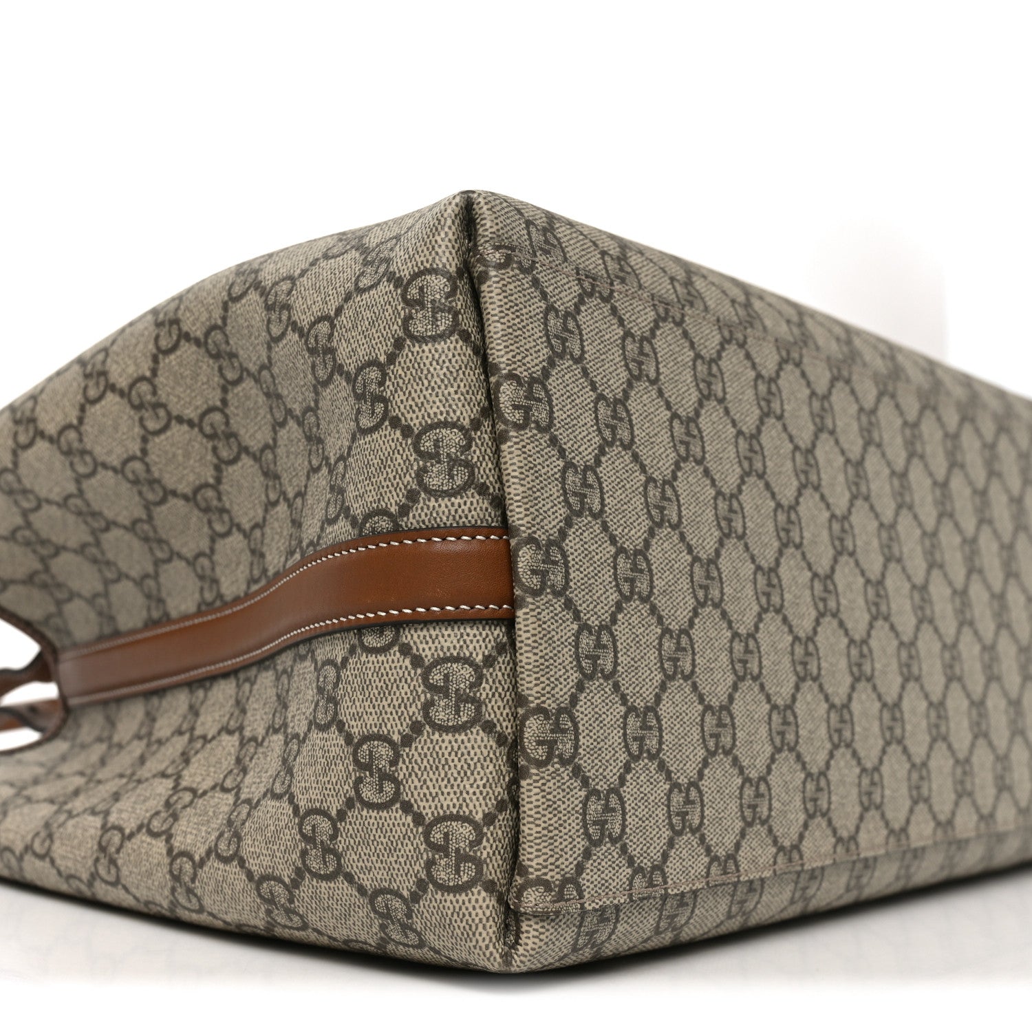 Gucci GG Supreme Monogram Emblem Large Tote Bag Beige Dark Brown 8 of 9