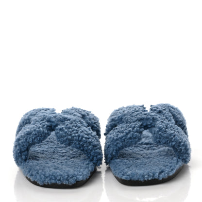 Hermes Woolskin Oran Sandals 39 Bleu 2 of 8