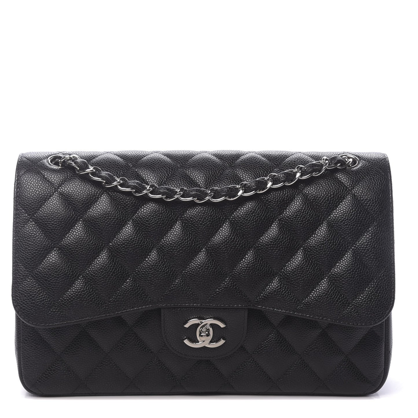 Caviar Quilted Jumbo Double Flap Black