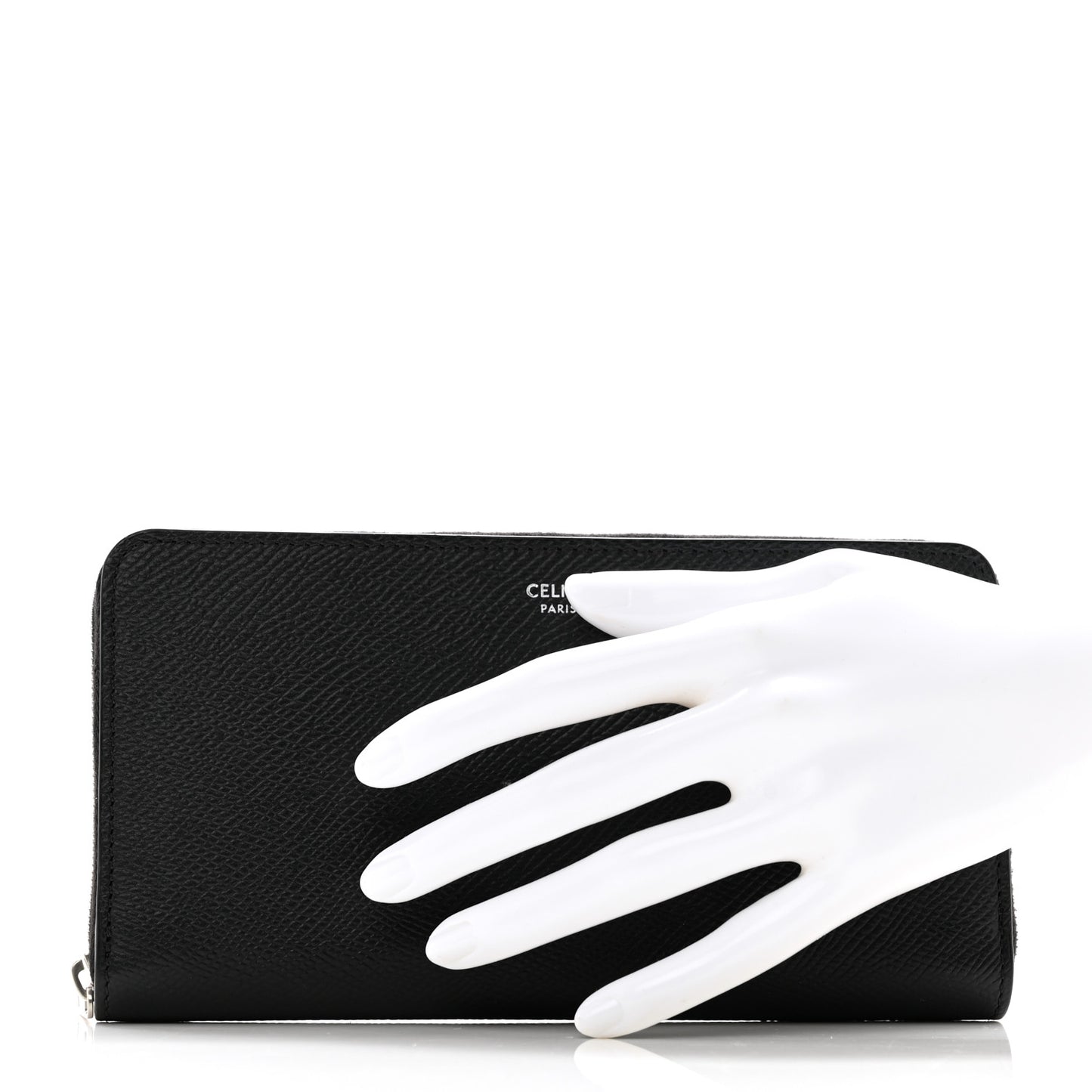 Calfskin Large Zip Around Multifunction Wallet Black