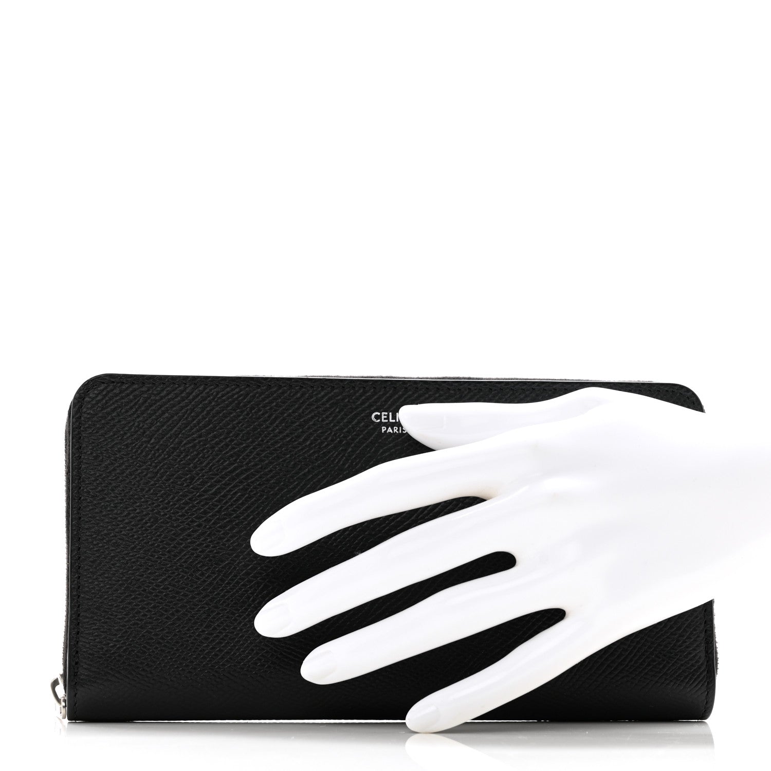 Celine Calfskin Large Zip Around Multifunction Wallet Black 2 of 8
