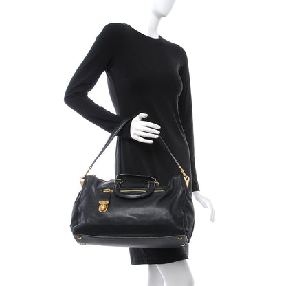 Prada Calfskin Tessuto Nylon Tote Black 2 of 13