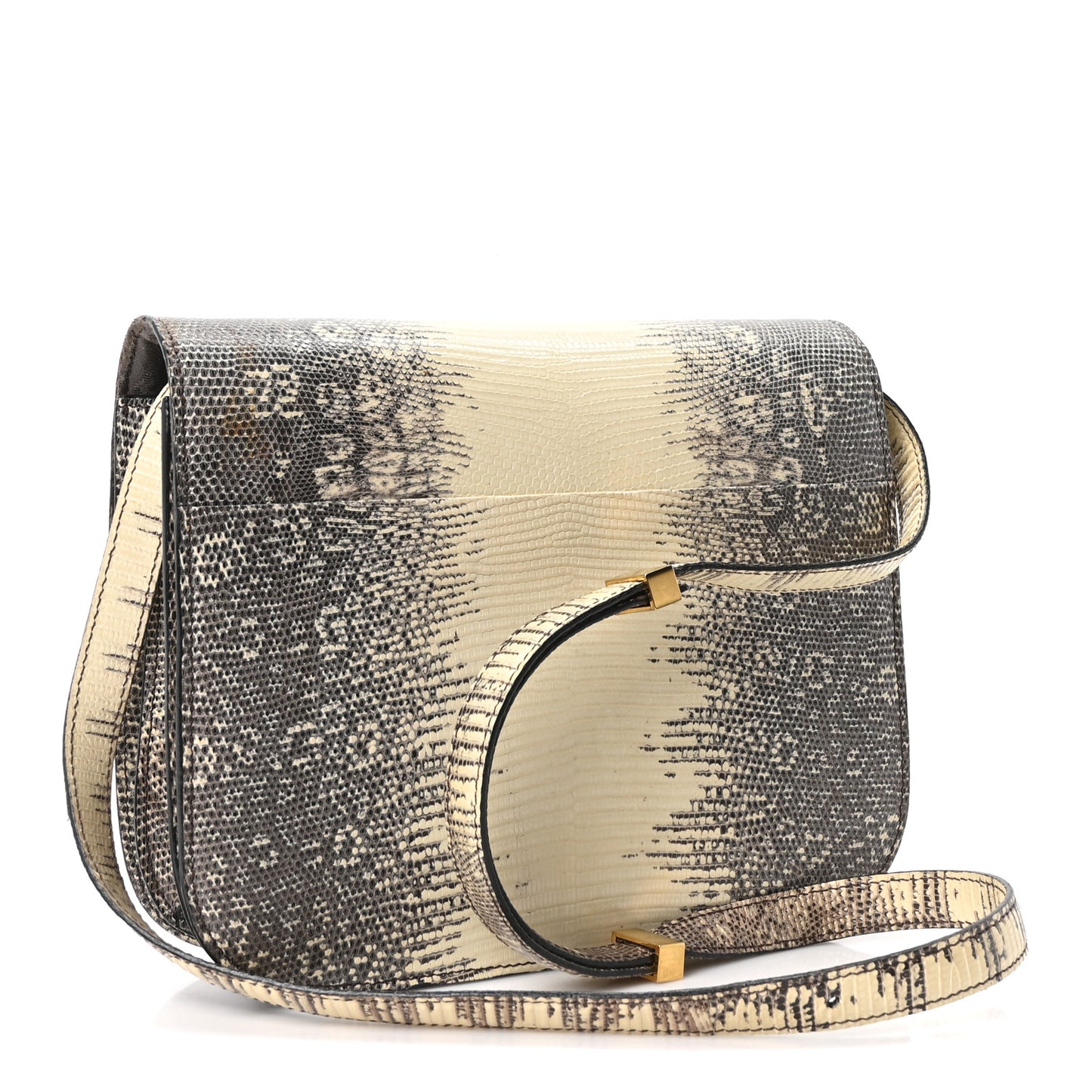 Lizard Medium Classic Box Flap Bag Natural