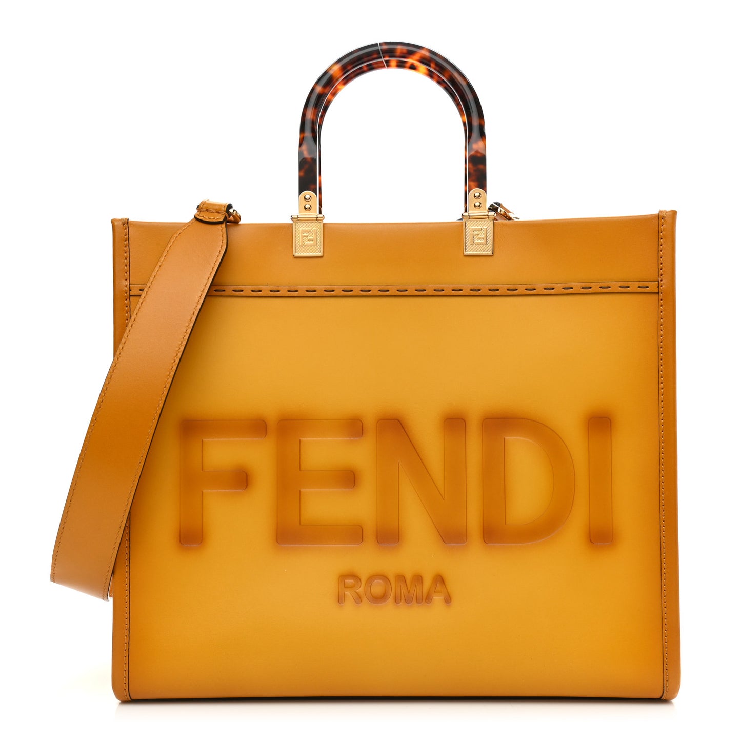 Vitello King Tamponato Plexiglass Medium Fendi Sunshine Shopper Tote Mimosa