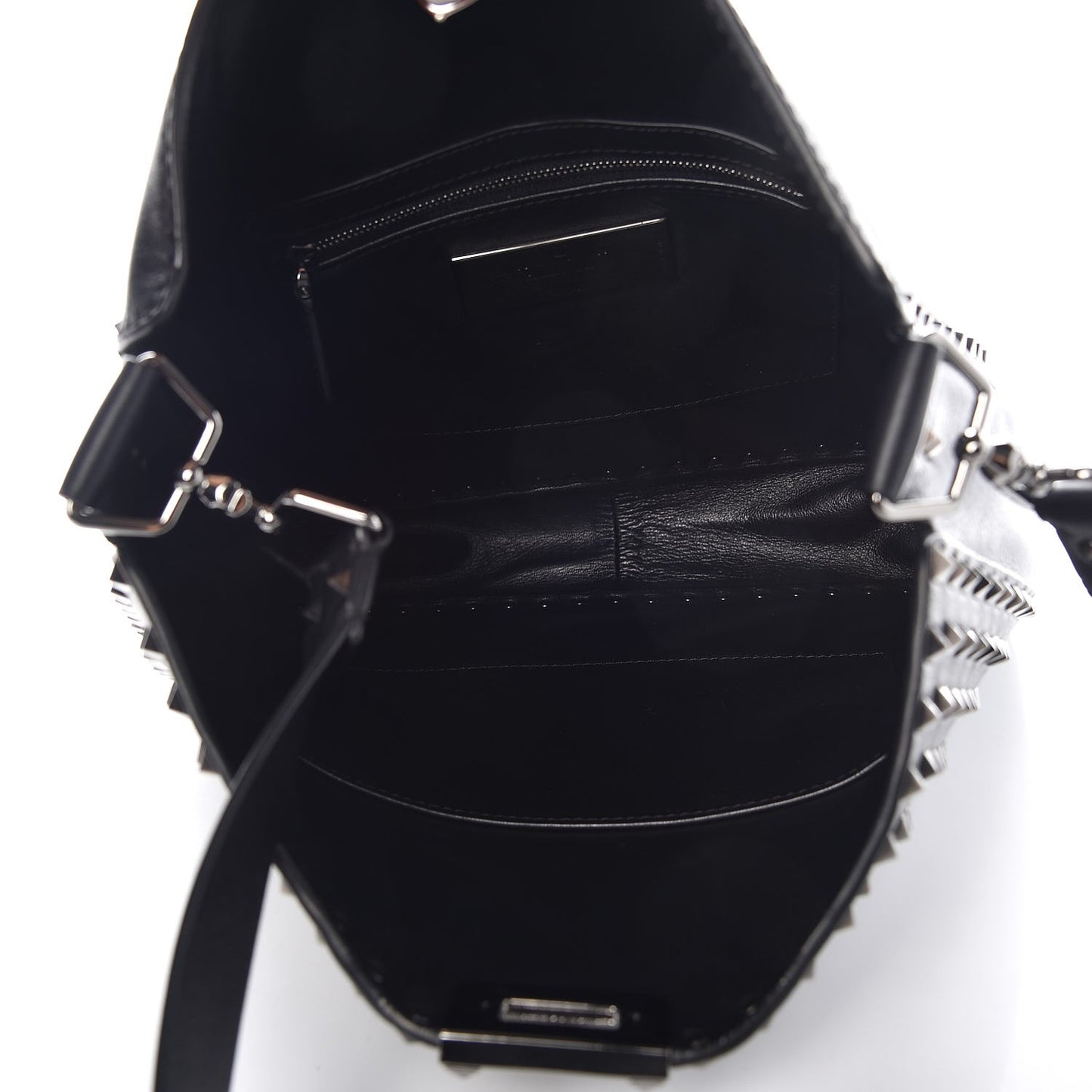 Calfskin Rockstud All Over Flip-Lock Messenger Bag Black