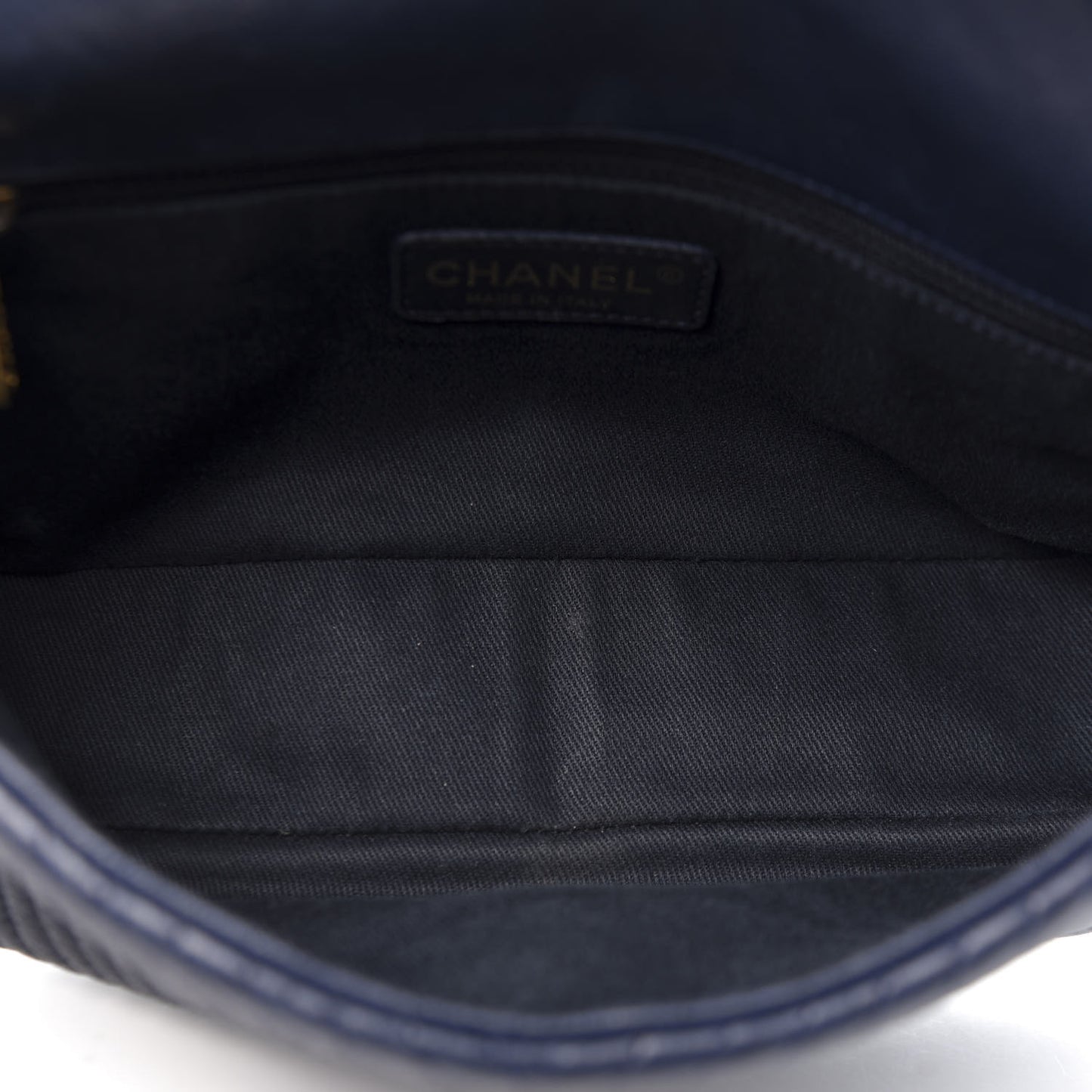 Calfskin Surpique Chevron Medium Flap Navy
