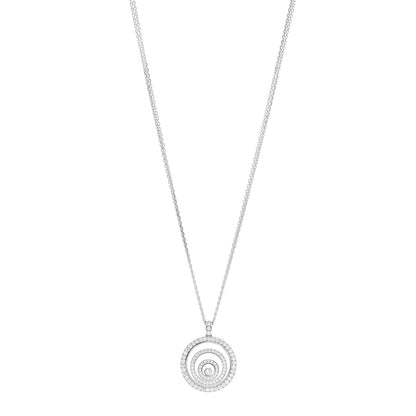 Chopard 18K White Gold Diamond Happy Spirit Three-Ring Pendant Necklace 1 of 4