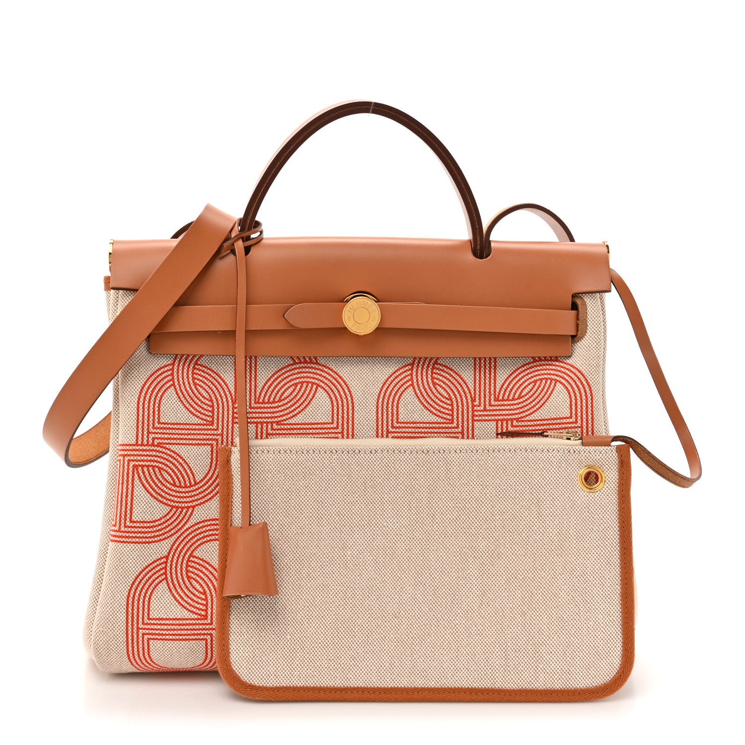 Hermes H Plume Canvas Vache Hunter Circuit 24 Herbag Zip Retourne 31 Orange Mecano Ecru Beige Naturel 3 of 13