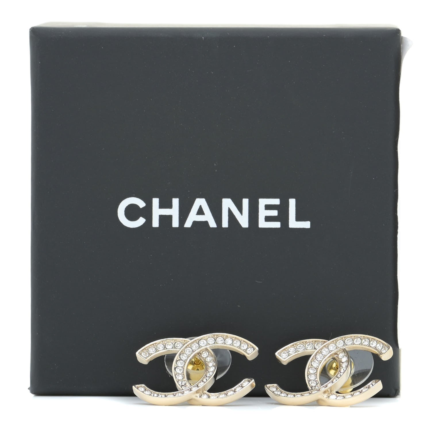 Chanel Crystal Large CC Earrings Gold 5 of 5