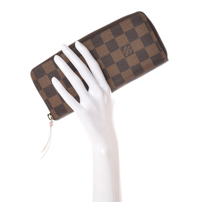 Louis Vuitton Damier Ebene Clemence Wallet Rose Ballerine 2 of 10
