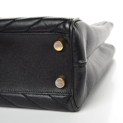 Saint Laurent Grain De Poudre Matelasse Chevron Monogram Shopping Bag Black 8 of 16