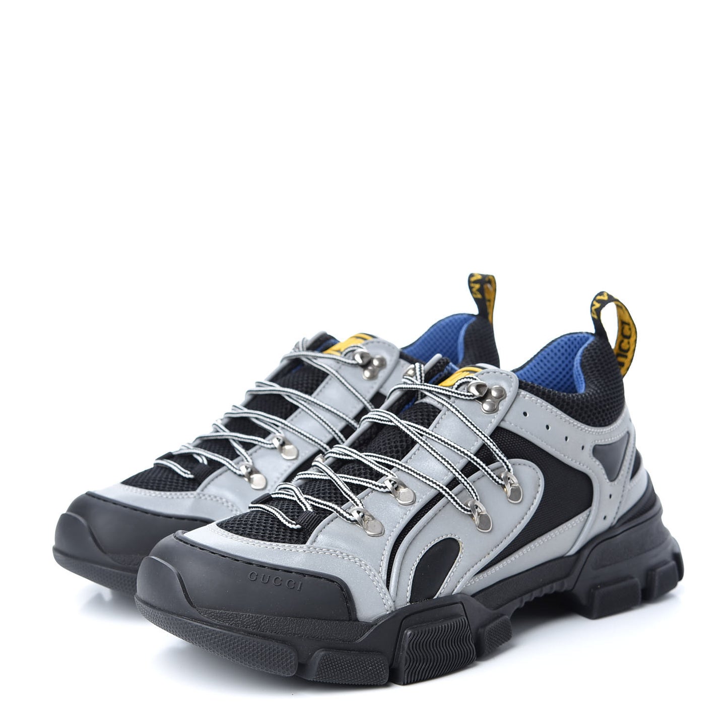 X SEGA Mesh Technical Canvas Calfskin Reflective Mens Flashtrek Sneakers 10 Silver Black