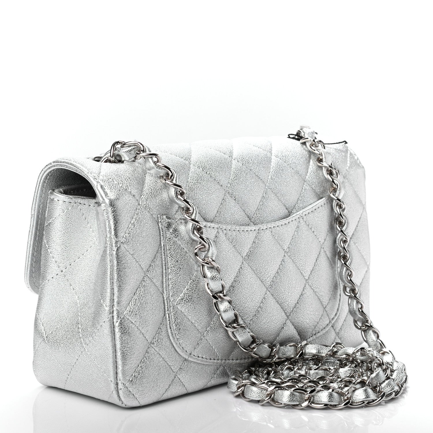 Chanel Metallic Lambskin Quilted Mini Rectangular Flap Silver 3 of 9