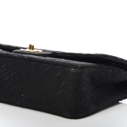 Chanel Canvas Camellia Embroidered Medium Double Flap Black 7 of 13