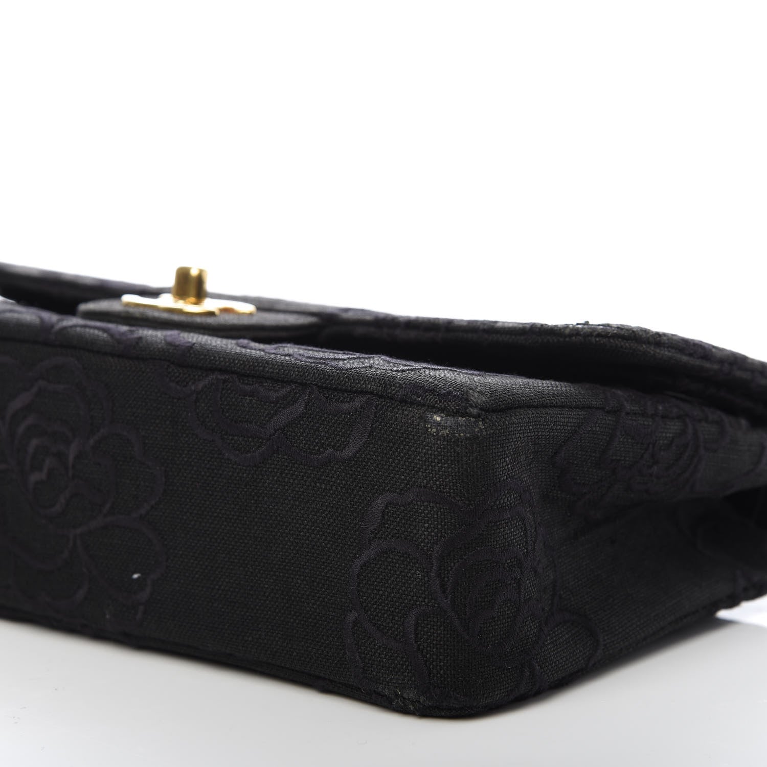 Chanel Canvas Camellia Embroidered Medium Double Flap Black 7 of 13