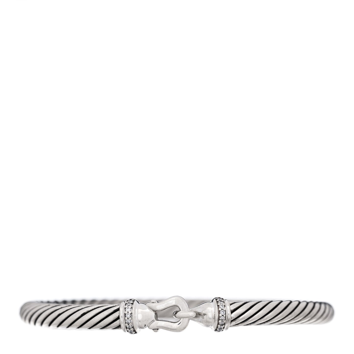 Sterling Silver Diamond 5mm Cable Buckle Bracelet