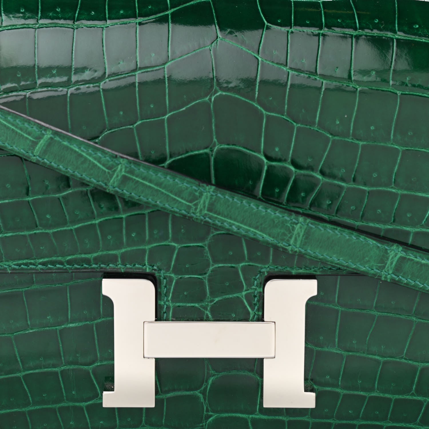 Hermes Shiny Niloticus Crocodile Constance Elan 25 Vert Emeraude 8 of 10