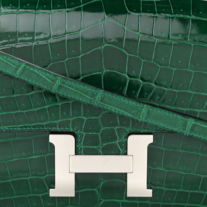 Hermes Shiny Niloticus Crocodile Constance Elan 25 Vert Emeraude 8 of 10