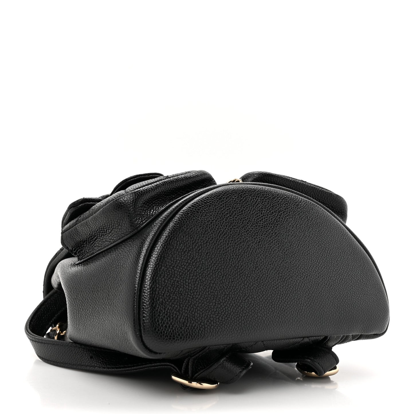 Shiny Caviar Quilted Small Duma Pockets Drawstring Backpack Black