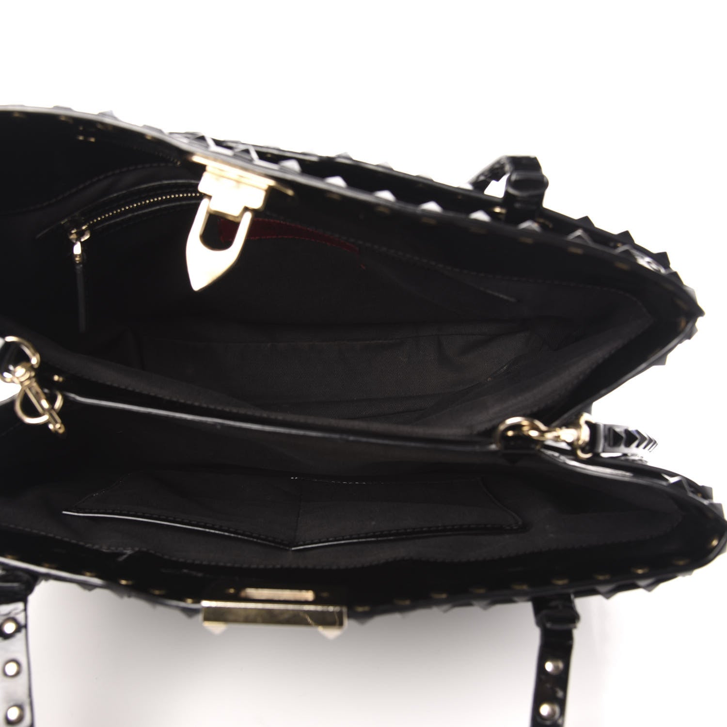 Valentino Garavani Patent Rockstud Flip Lock Tote Black 6 of 13
