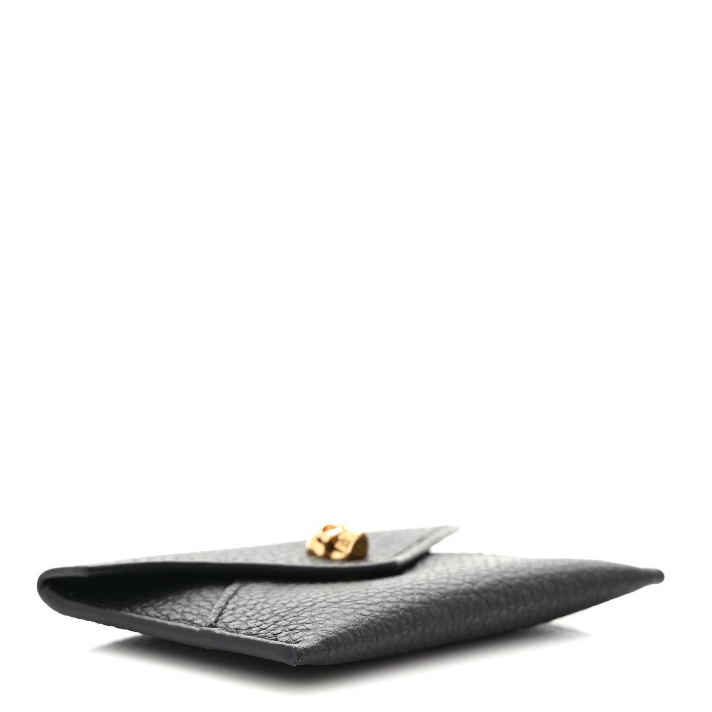 Calfskin Skull Envelope Card Holder Black