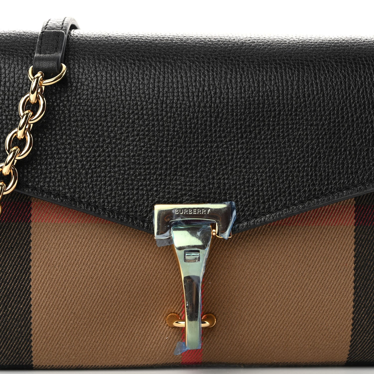 Burberry Derby Calfskin House Check Baby Macken Crossbody Bag Black 7 of 9