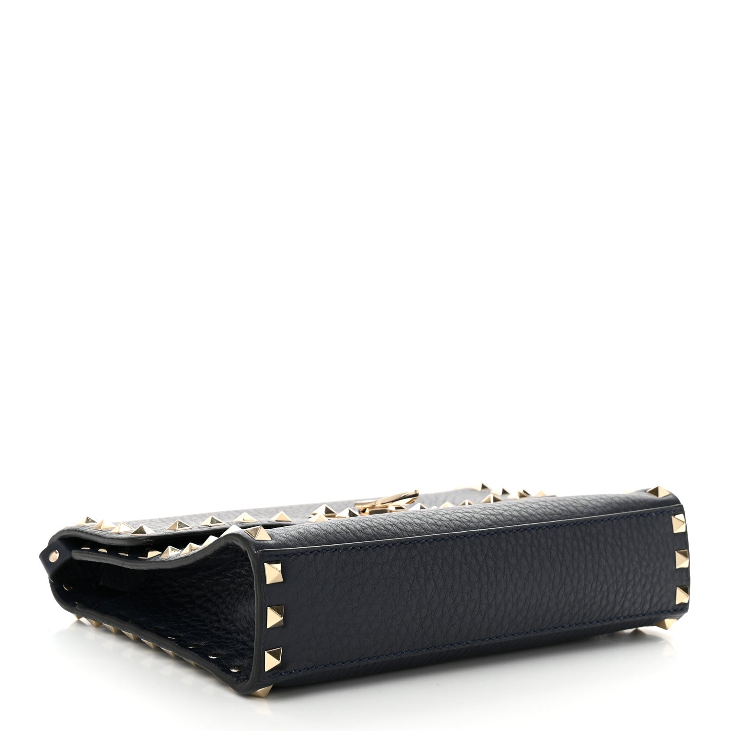 Valentino Garavani Pebbled Calfskin Medium Rockstud Flip Lock Crossbody Bag Navy 4 of 9