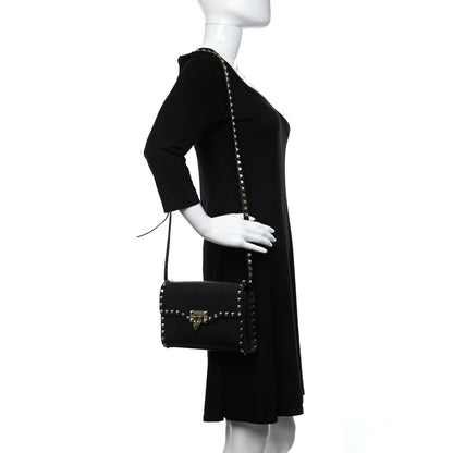 Valentino Garavani Vitello Medium Rockstud Flip Lock Crossbody Bag Black 2 of 9