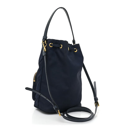 Prada Saffiano Tessuto Nylon Mini Bucket Crossbody Bag Navy 3 of 10