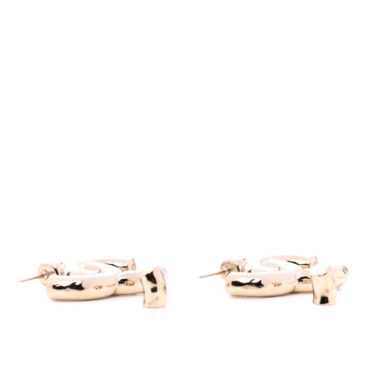 Metal Large CC Earrings Light Gold
