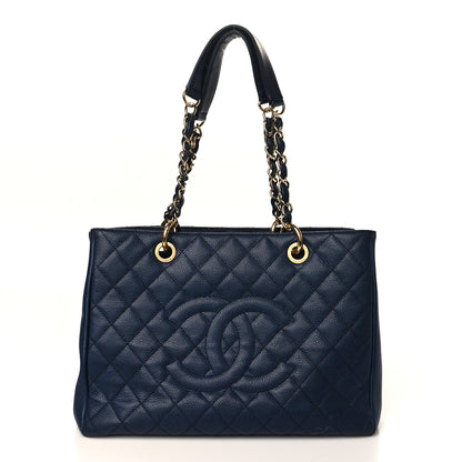 Chanel Caviar Quilted Grand Shopping Tote GST Dark Navy Blue 1 of 11