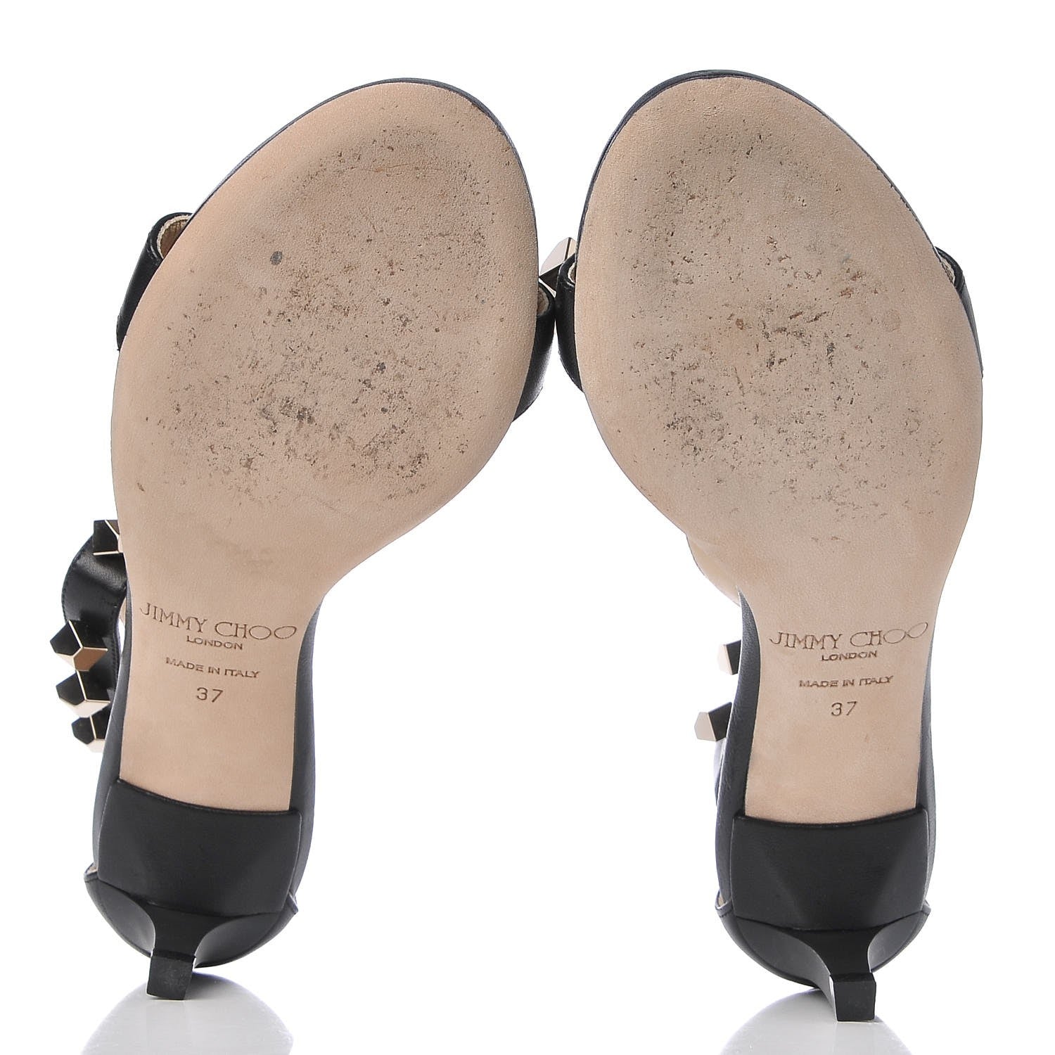 Jimmy Choo Calfskin Lamba Cube Studded Sandals 37 Black 7 of 10