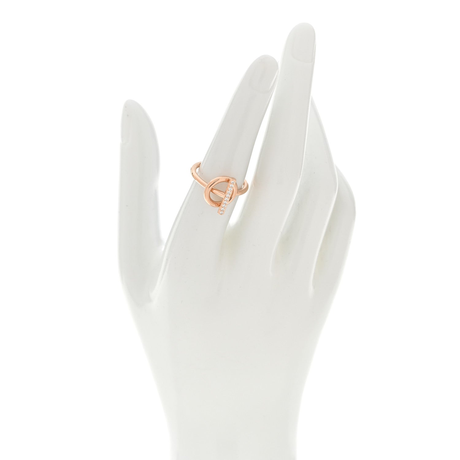 Hermes 18K Rose Gold Diamond PM Echappee Ring 52 6 2 of 5