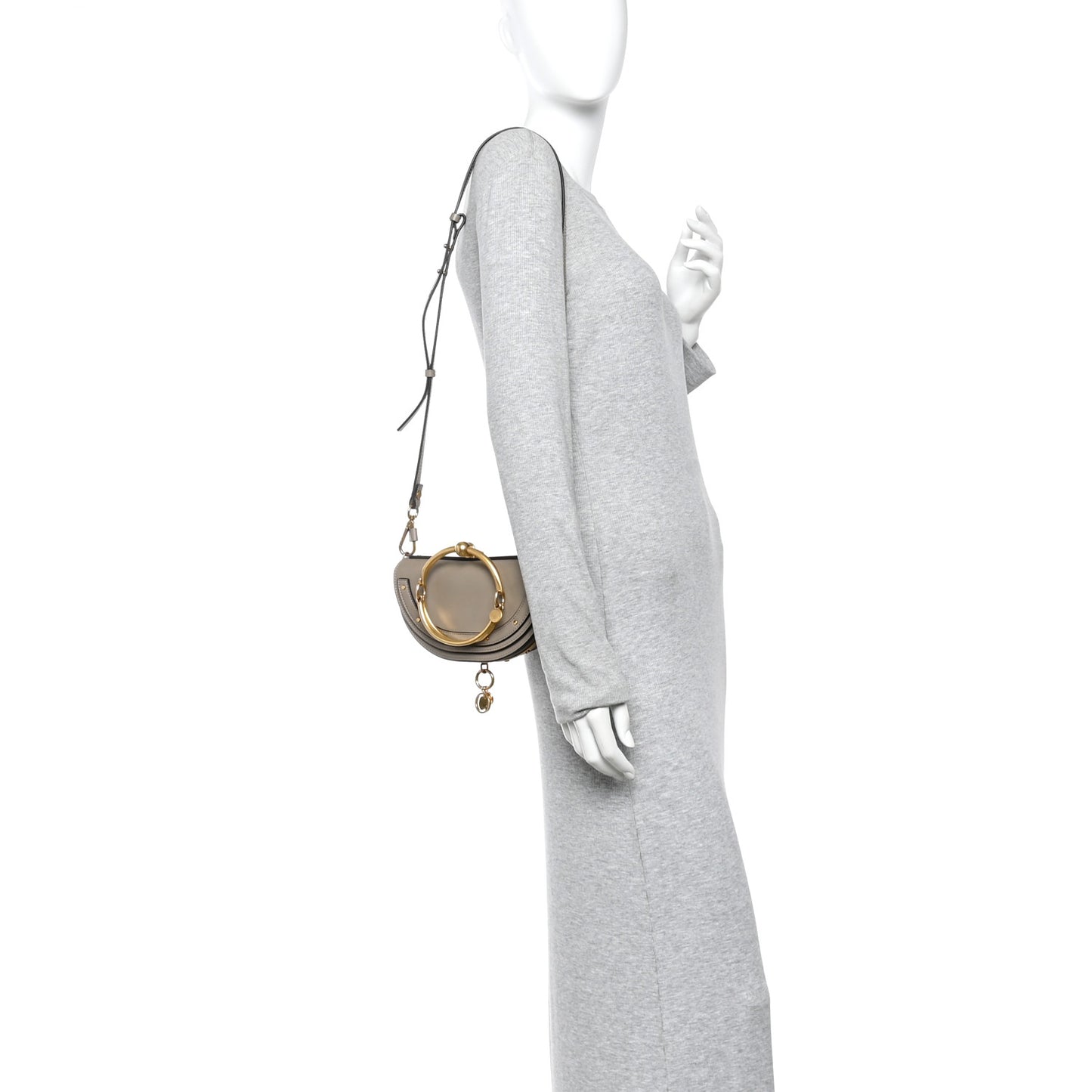 Calfskin Small Nile Bracelet Minaudiere Bag Motty Grey