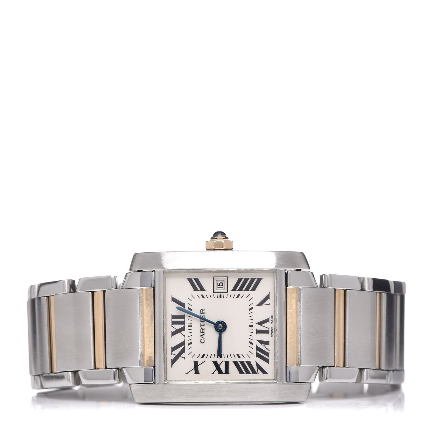 Stainless Steel 18K Yellow Gold 25mm Tank Francaise Quartz Watch