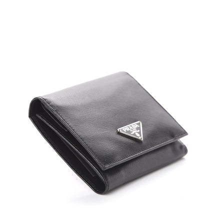 Prada Saffiano Metal Tri-Fold Wallet Black 3 of 6