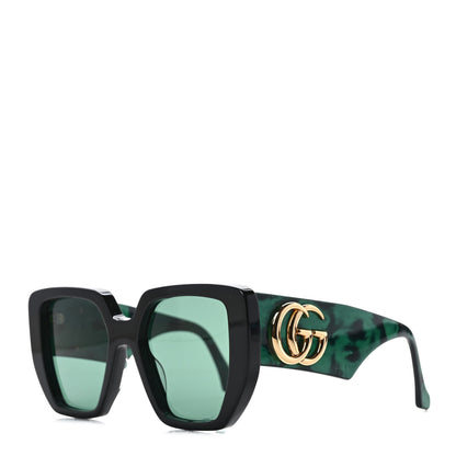 Gucci Acetate Square Frame Sunglasses GG0956S Green Black 1 of 7