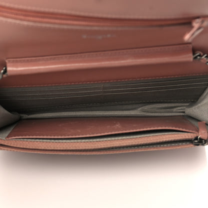 Chanel Metallic Glazed Calfskin Boy Wallet On Chain WOC Pink 5 of 10