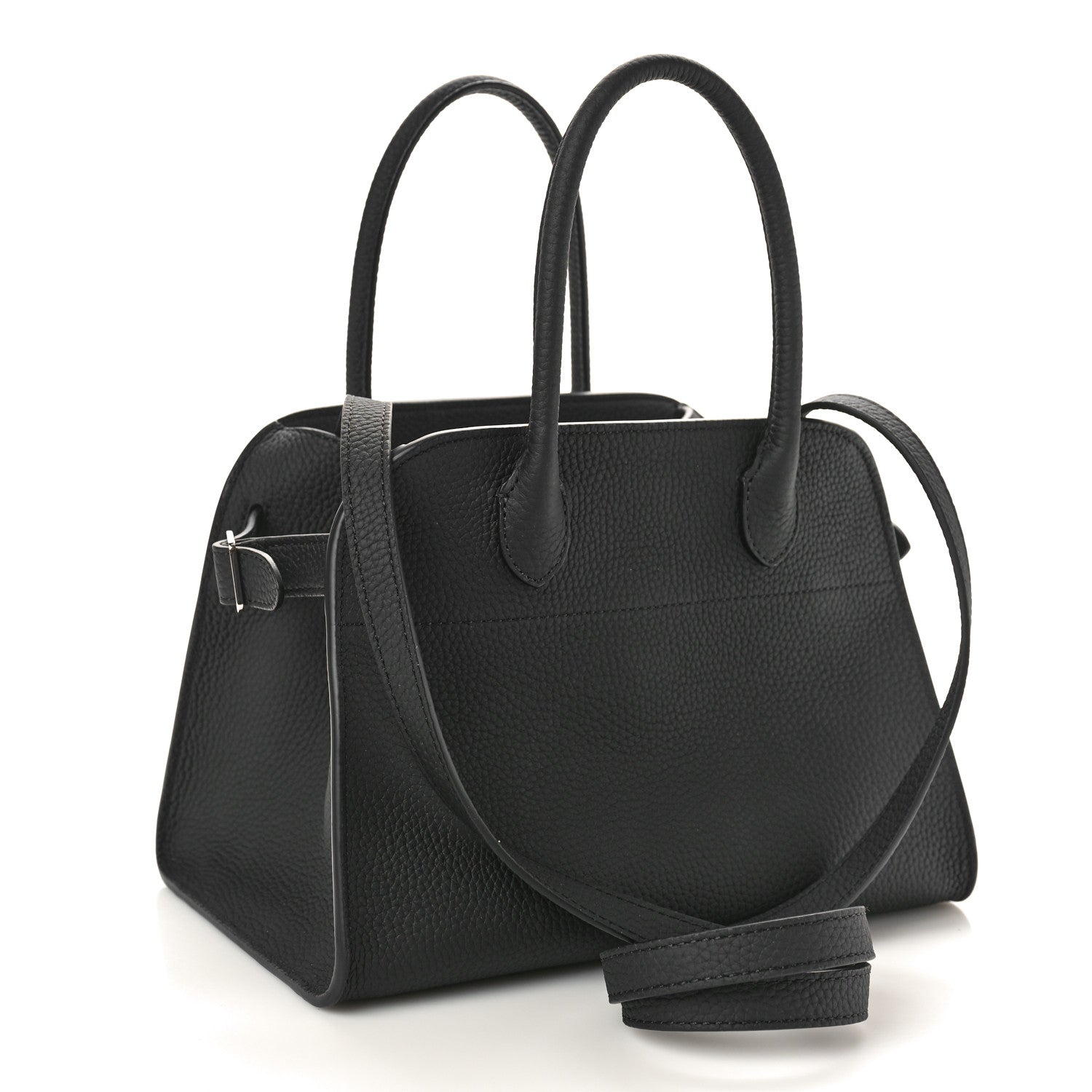The Row Grained Calfskin Soft Margaux 10 Bag Black 3 of 9